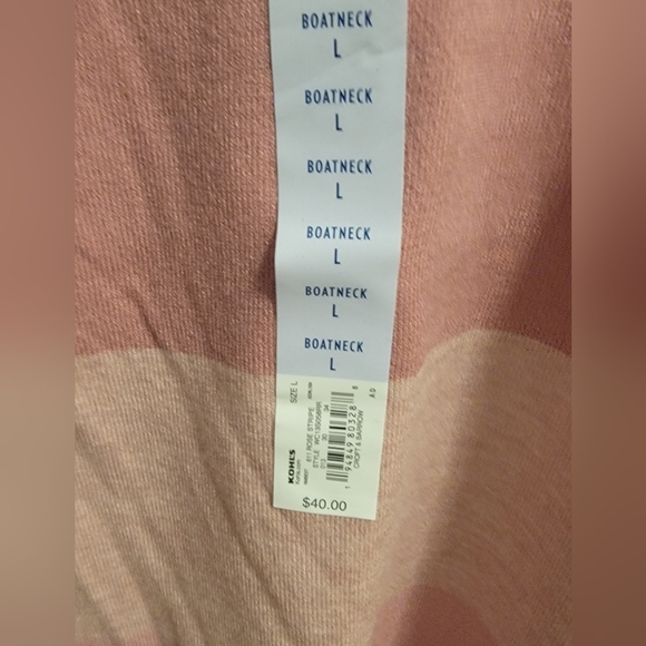 NWT - Croft & Barrow Pink colorblock boatneck 3/4 sleeve sweater - Size L - Picture 4 of 6